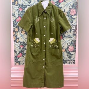 70s 1970s Vintage dagger collar button down short sleeve dress